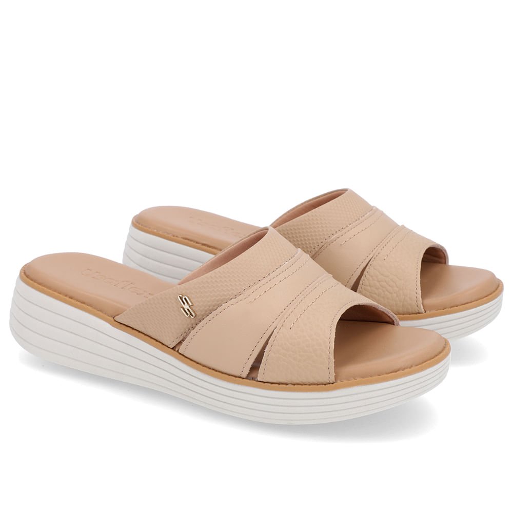 Tamanco Bico Redondo Couro Bege Bege 2