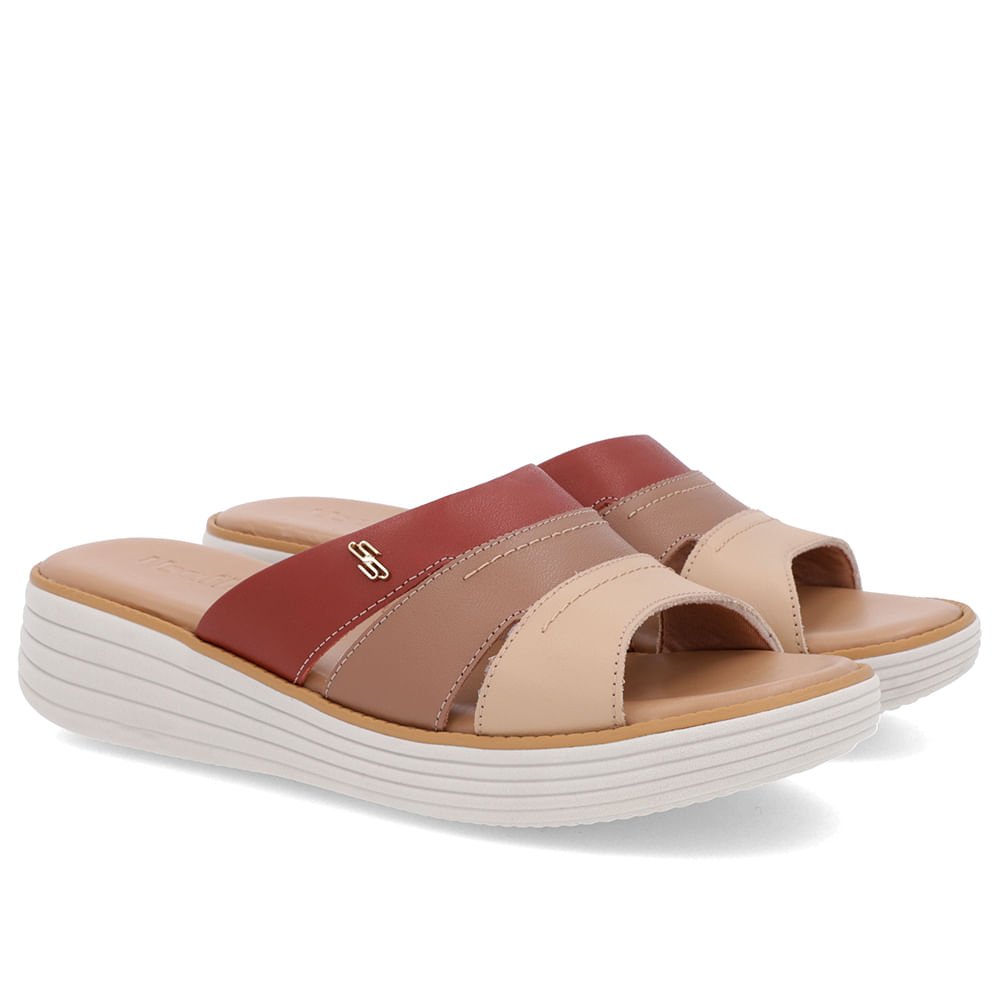 Tamanco Bico Redondo Couro Tons Marrom Marrom 2