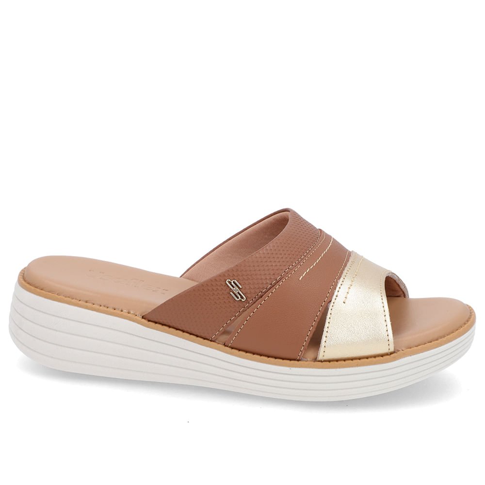 Tamanco Bico Redondo Couro Marrom