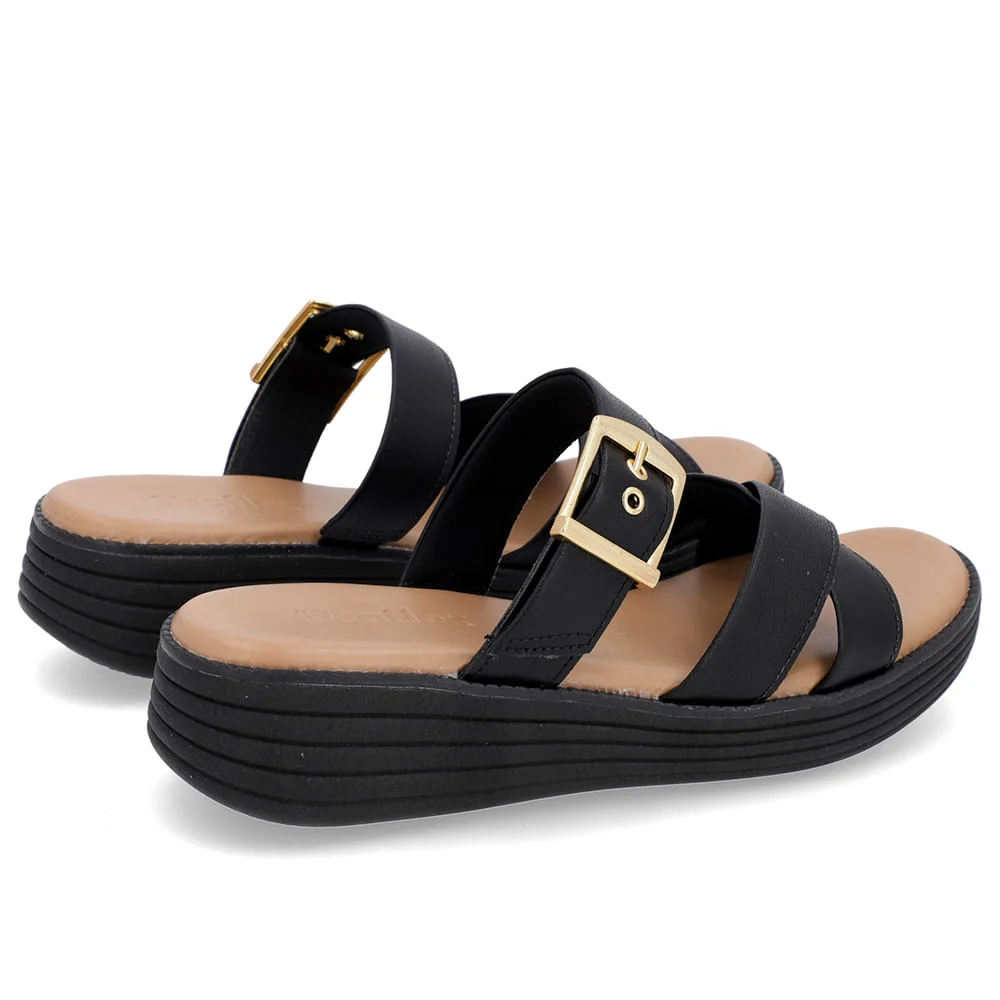 Tamanco Salto Plataforma Couro Preto Fivela Preto 3