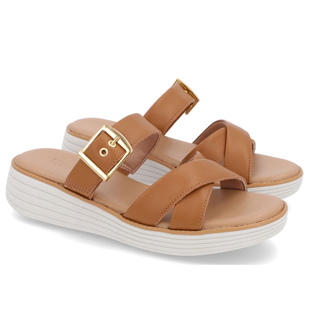 Tamanco Salto Plataforma Couro Marrom Fivela Marrom 2