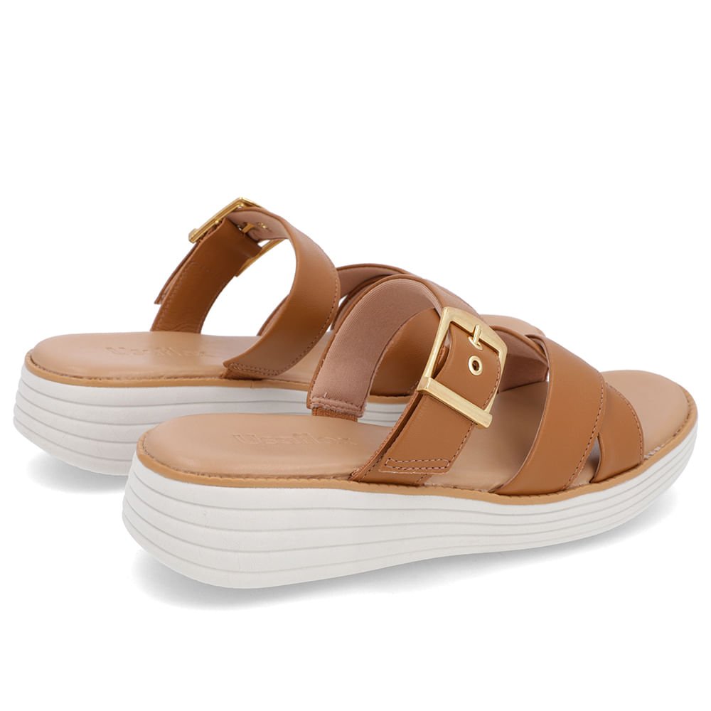 Tamanco Salto Plataforma Couro Marrom Fivela Marrom 3