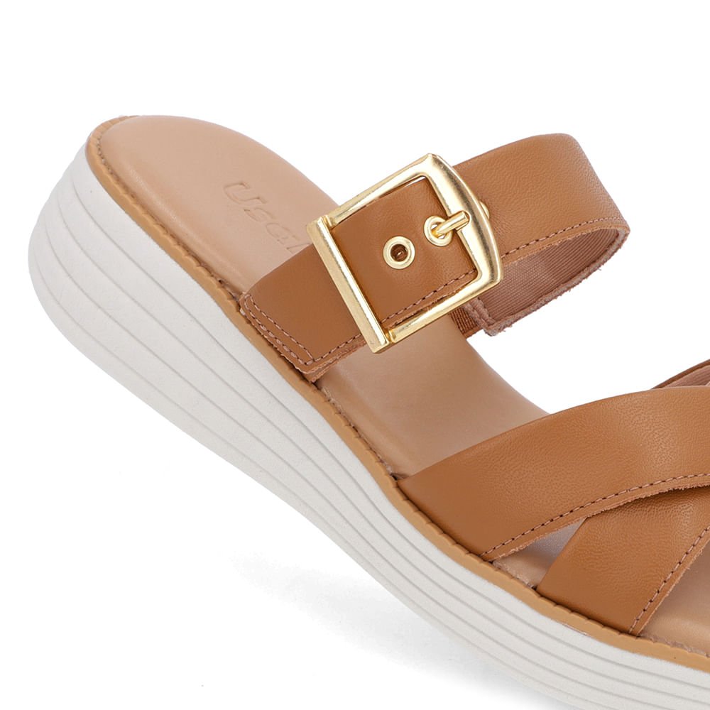 Tamanco Salto Plataforma Couro Marrom Fivela Marrom 4