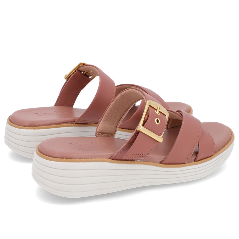 Tamanco Salto Plataforma Couro Rosa Fivela Rosa 3