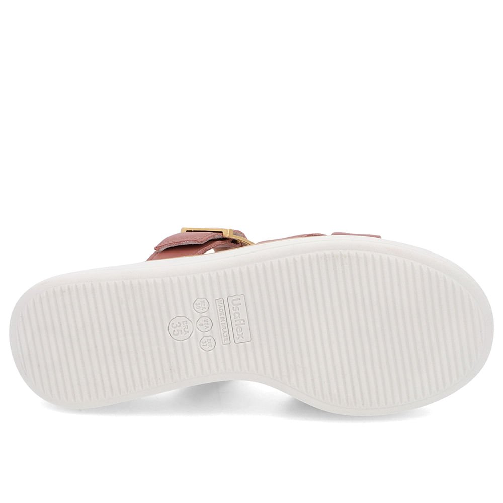Tamanco Salto Plataforma Couro Rosa Fivela Rosa 5