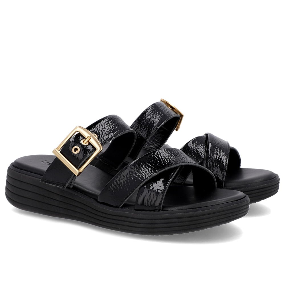 Tamanco Salto Plataforma Verniz Preto Fivela Preto 2