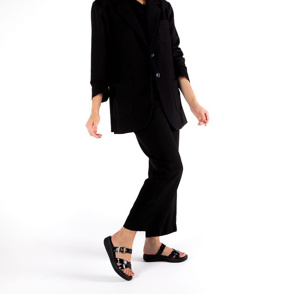 Tamanco Salto Plataforma Verniz Preto Fivela Preto 4