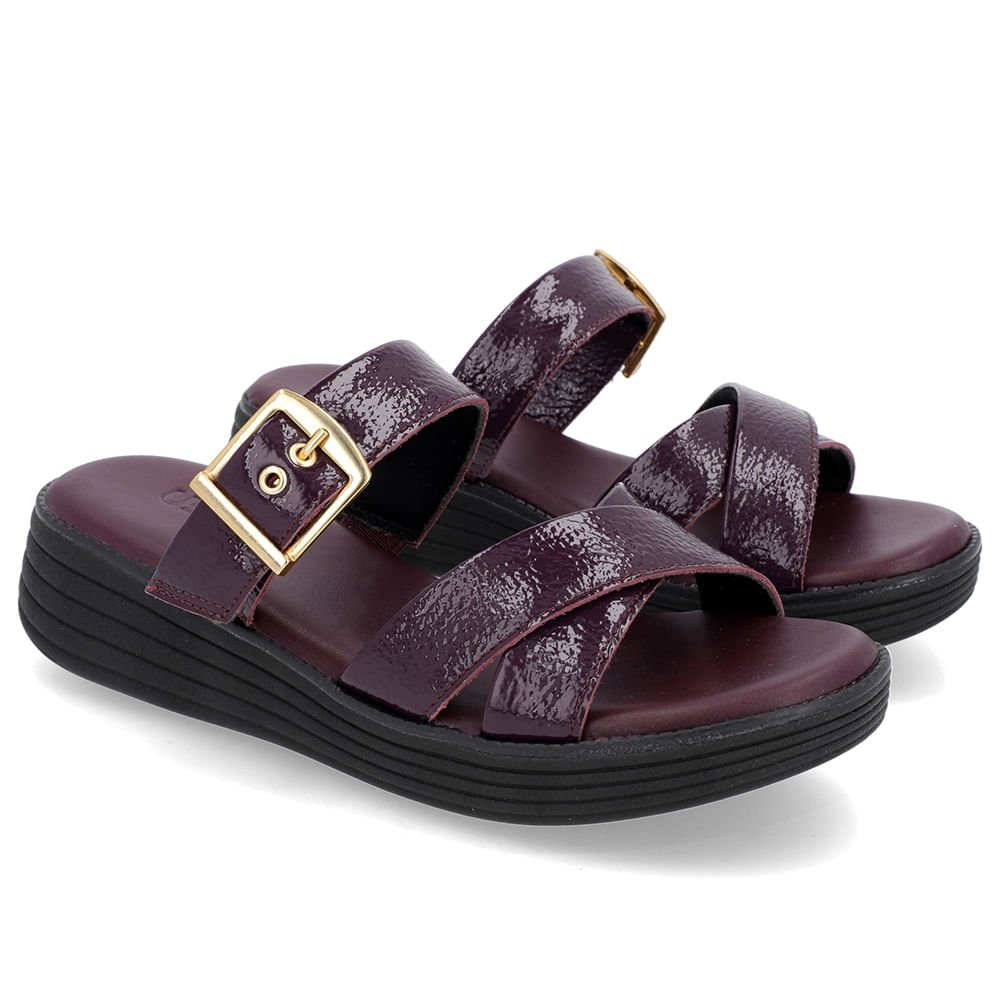 Tamanco Salto Plataforma Verniz Roxo Fivela Roxo 2