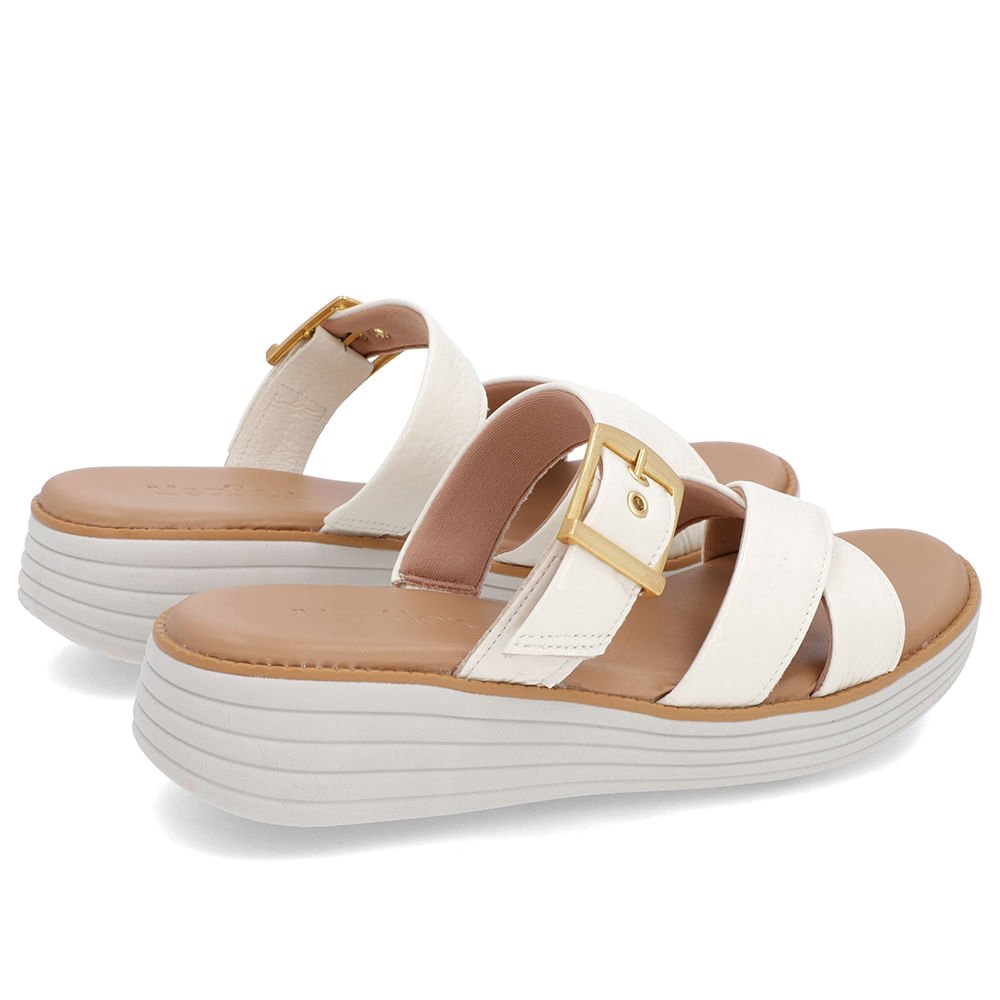 Tamanco Salto Plataforma Verniz Branco Marfim Fivela Branco 3