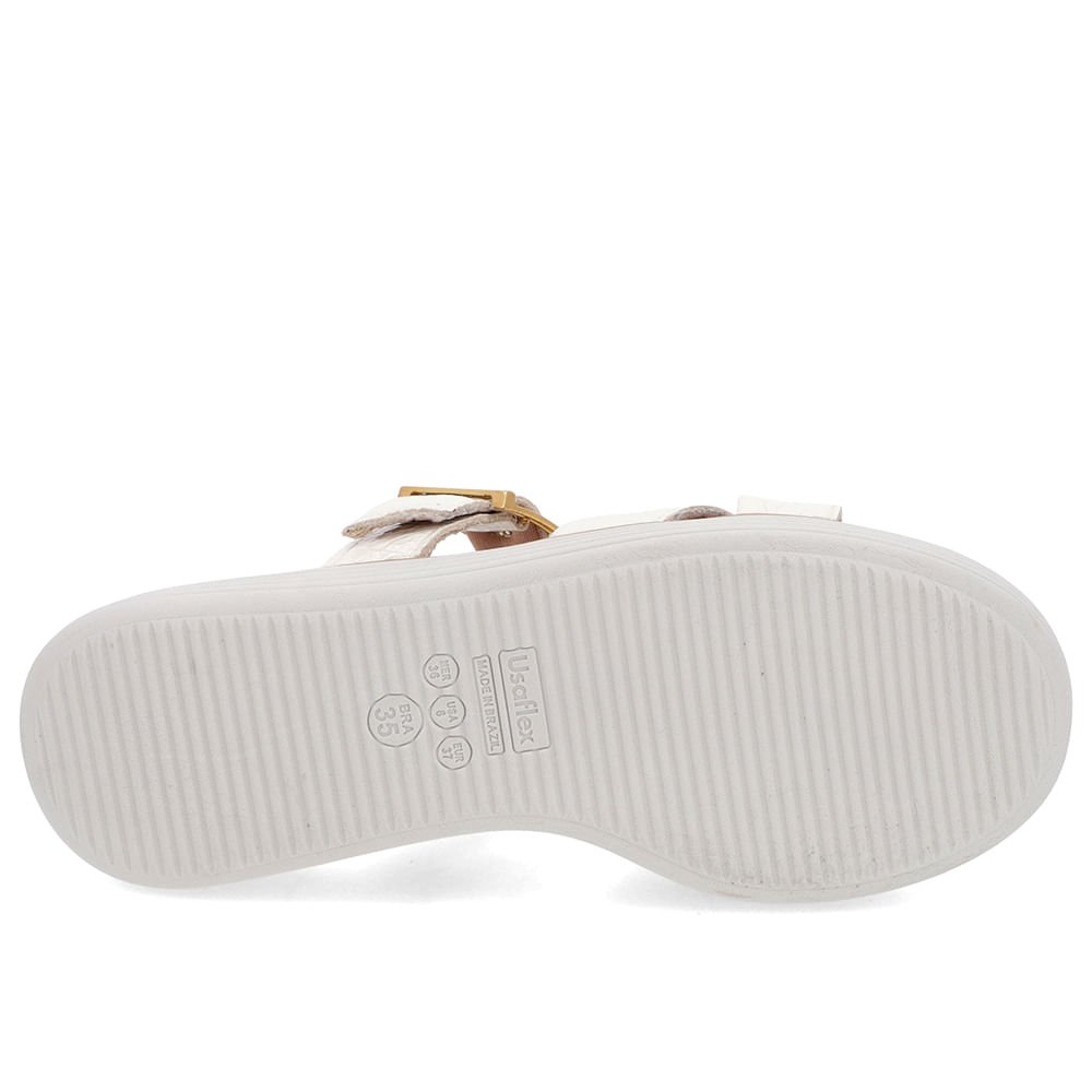 Tamanco Salto Plataforma Verniz Branco Marfim Fivela Branco 5