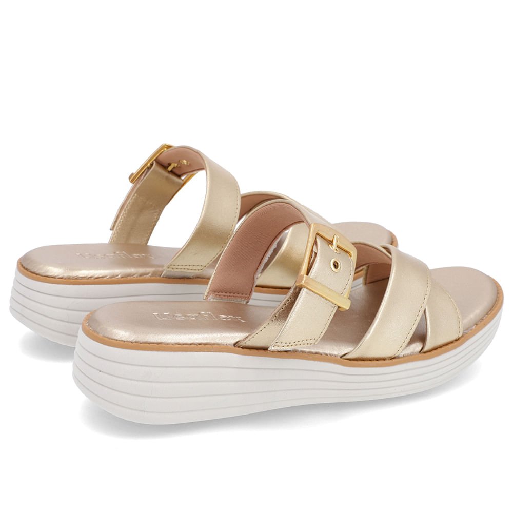 Tamanco Salto Plataforma Verniz Dourado Fivela Dourado 3