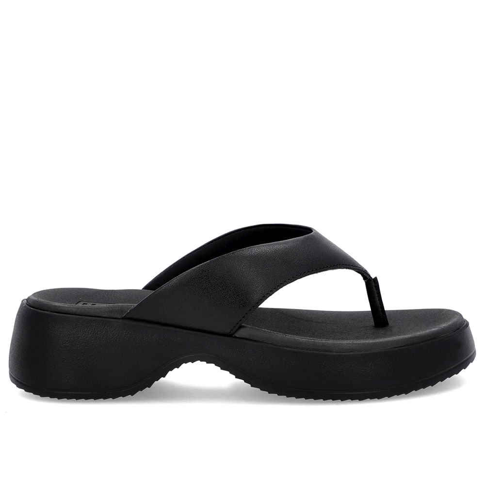 Chinelo Salto Plataforma Couro Preto