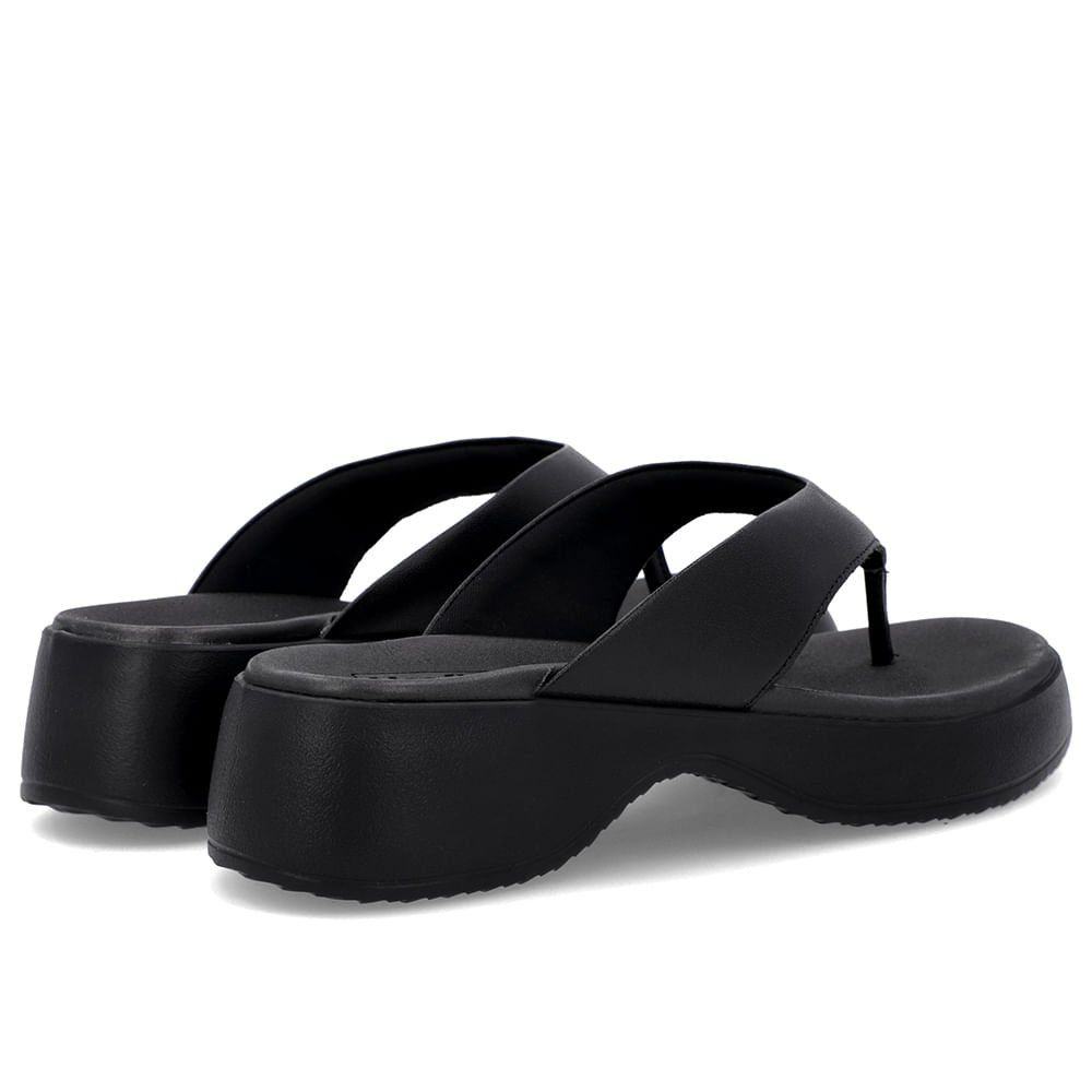 Chinelo Salto Plataforma Couro Preto Preto 3