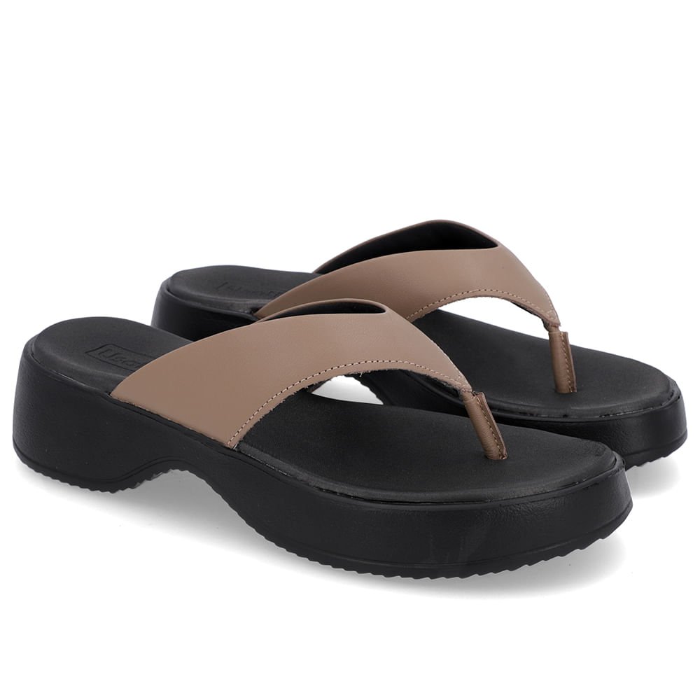 Chinelo Salto Plataforma Couro Marrom Marrom 2