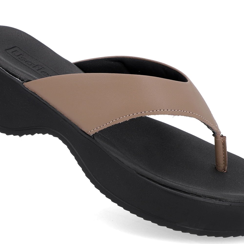 Chinelo Salto Plataforma Couro Marrom Marrom 4