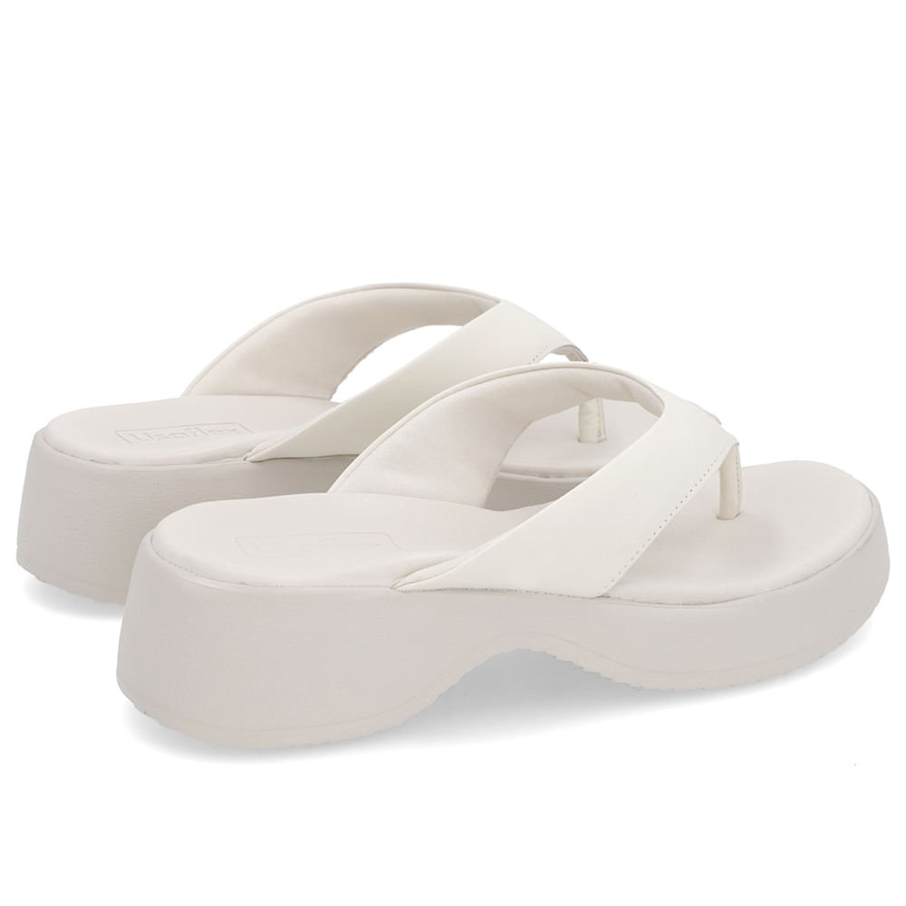 Chinelo Salto Plataforma Couro Branco Marfim Branco 3