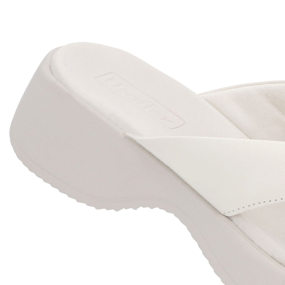 Chinelo Salto Plataforma Couro Branco Marfim Branco 4