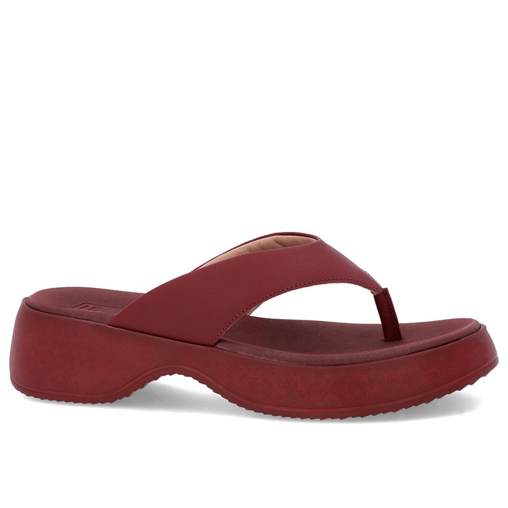 Chinelo Salto Plataforma Couro Vermelho