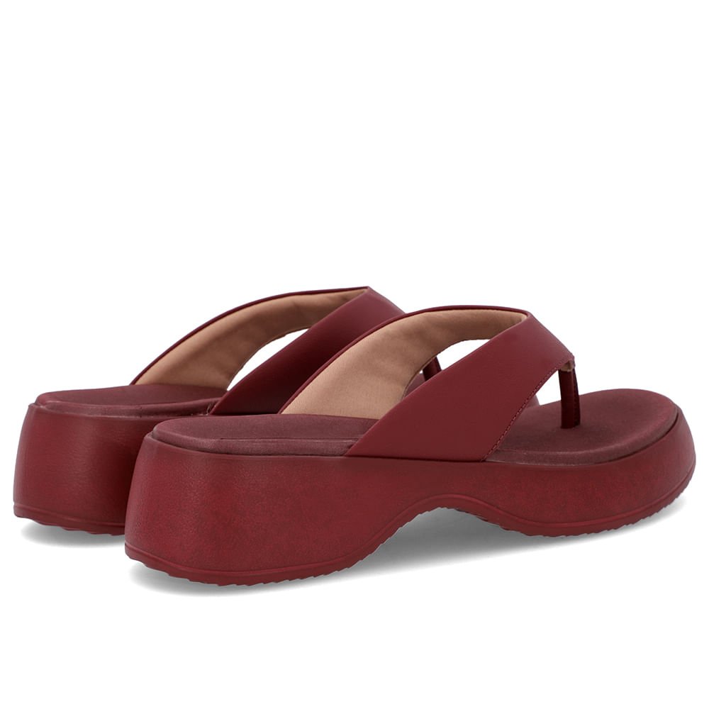 Chinelo Salto Plataforma Couro Vermelho Vermelho 3