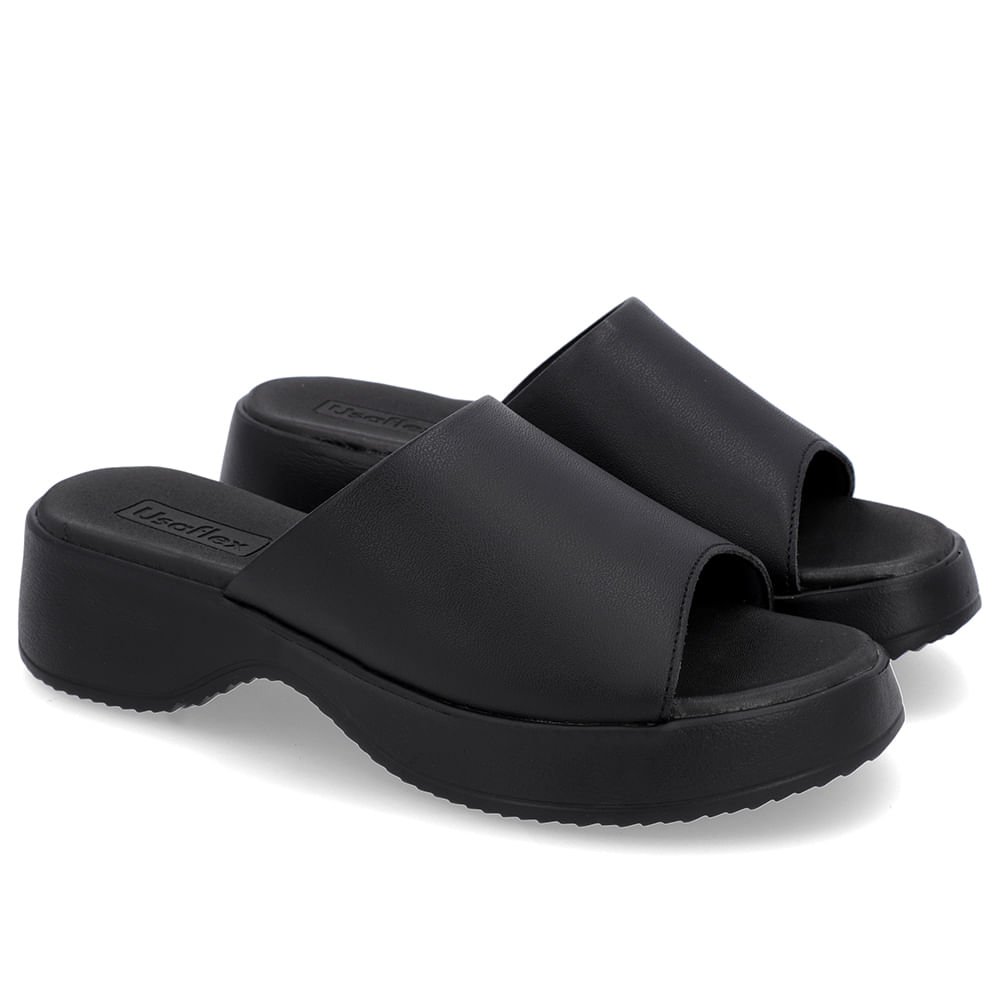 Tamanco Salto Plataforma Couro Preto Preto 2
