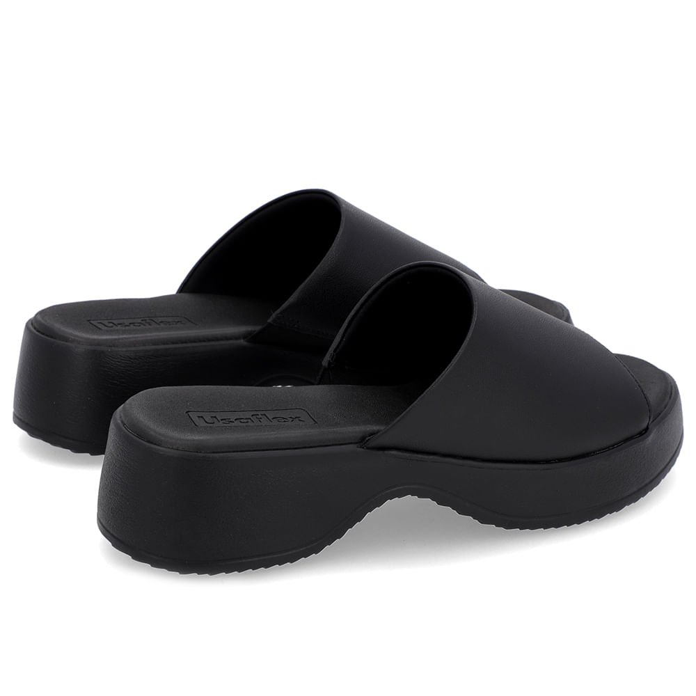 Tamanco Salto Plataforma Couro Preto Preto 3