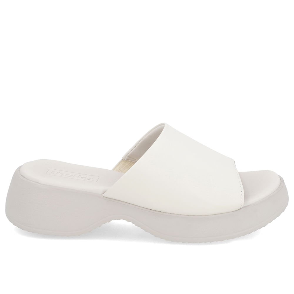 Tamanco Salto Plataforma Couro Branco Marfim