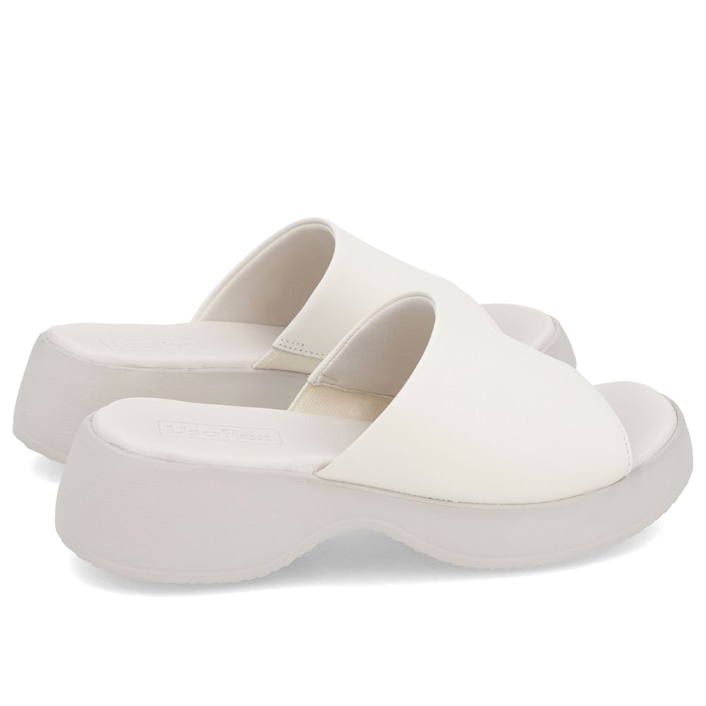 Tamanco Salto Plataforma Couro Branco Marfim Branco 3