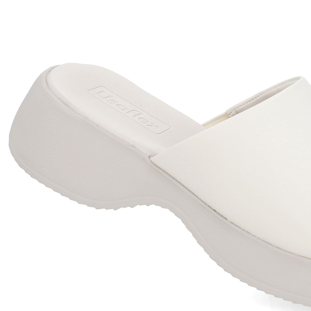 Tamanco Salto Plataforma Couro Branco Marfim Branco 4