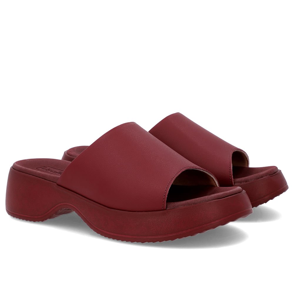 Tamanco Salto Plataforma Couro Vermelho Vermelho 2