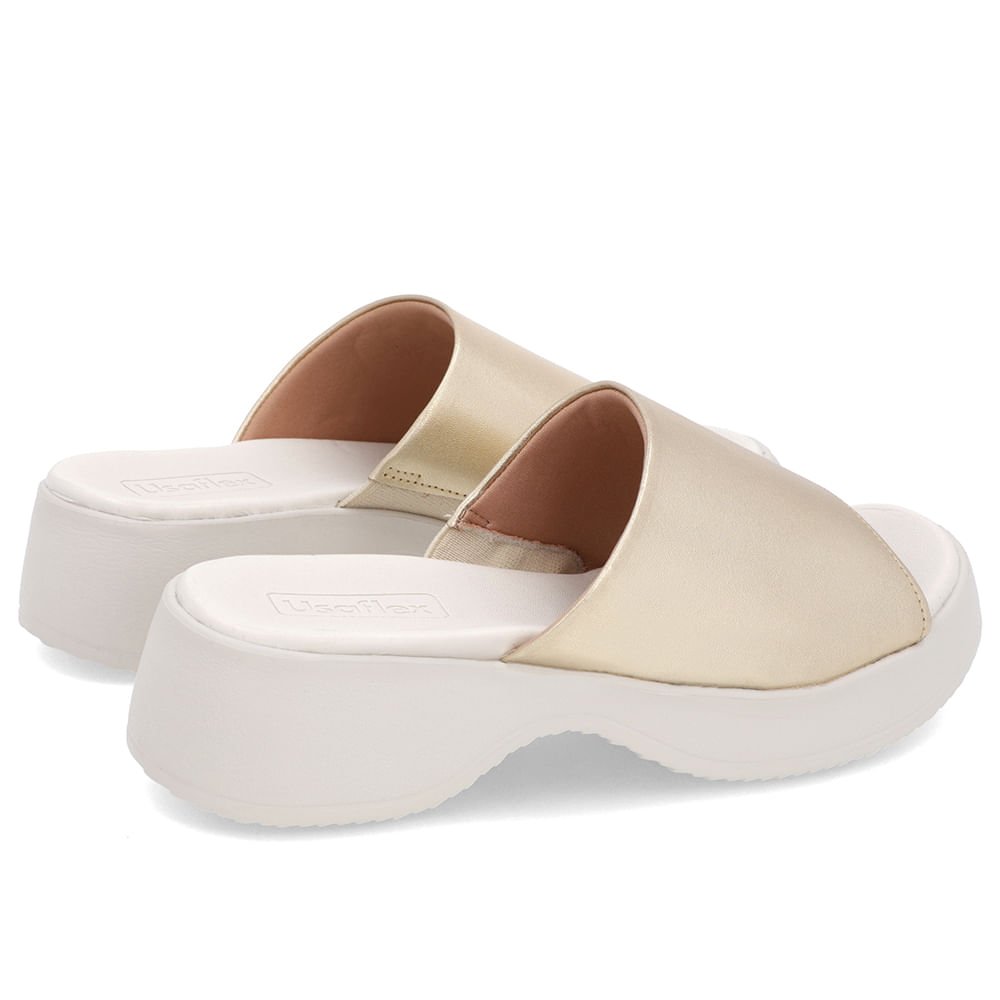 Tamanco Salto Plataforma Couro Dourado Dourado 3