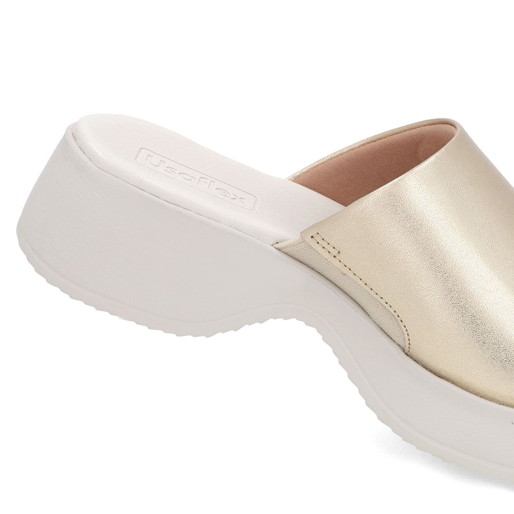 Tamanco Salto Plataforma Couro Dourado Dourado 4