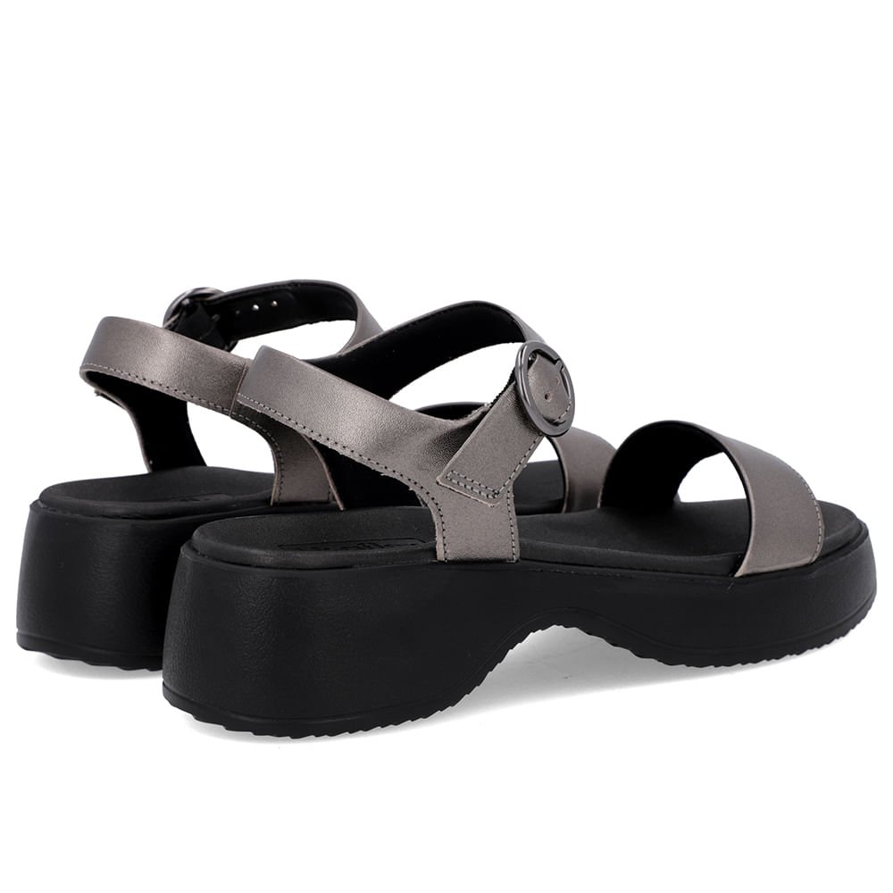 Sandália Salto Plataforma Couro Aço Básica Cinza 3