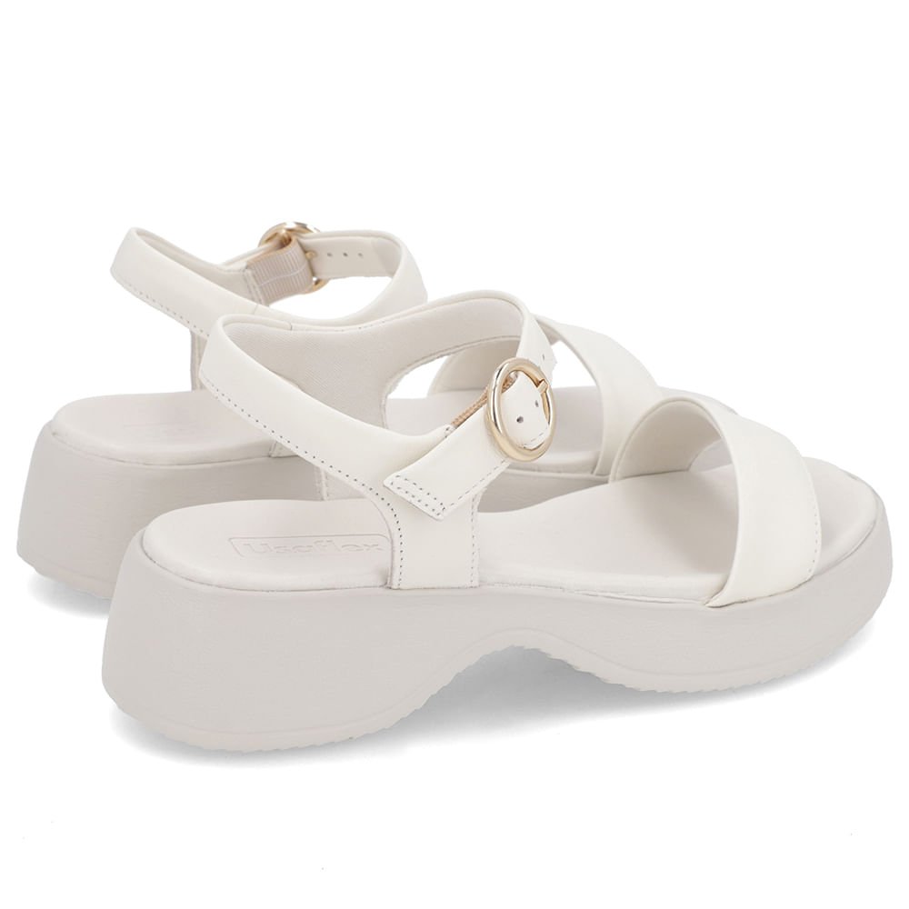 Sandália Salto Plataforma Couro Branca Marfim Básica Branco 3