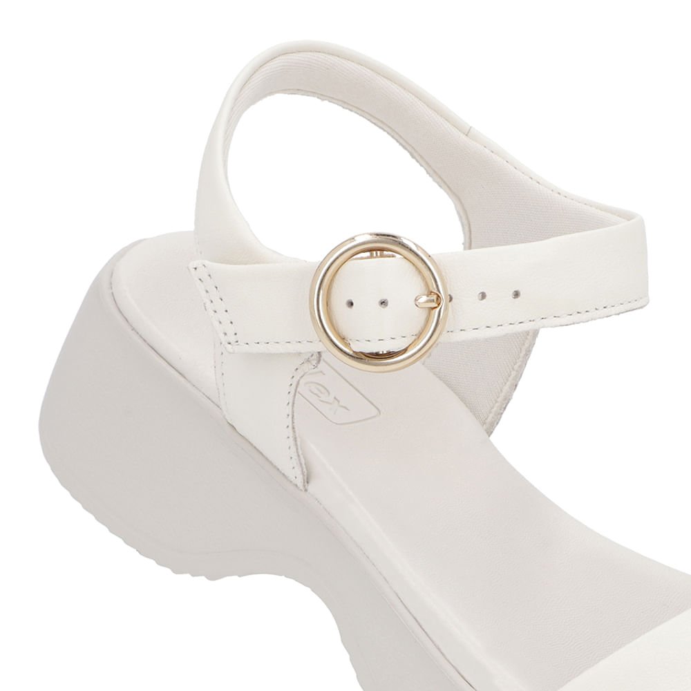 Sandália Salto Plataforma Couro Branca Marfim Básica Branco 4