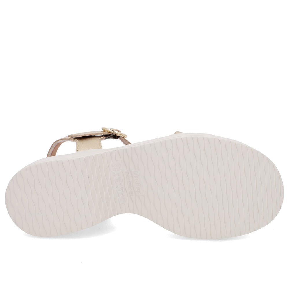 Sandália Salto Plataforma Couro Dourada Básica Dourado 5