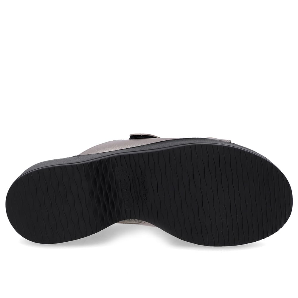 Tamanco Salto Plataforma Couro Aço Fecho-Flex Cinza 5