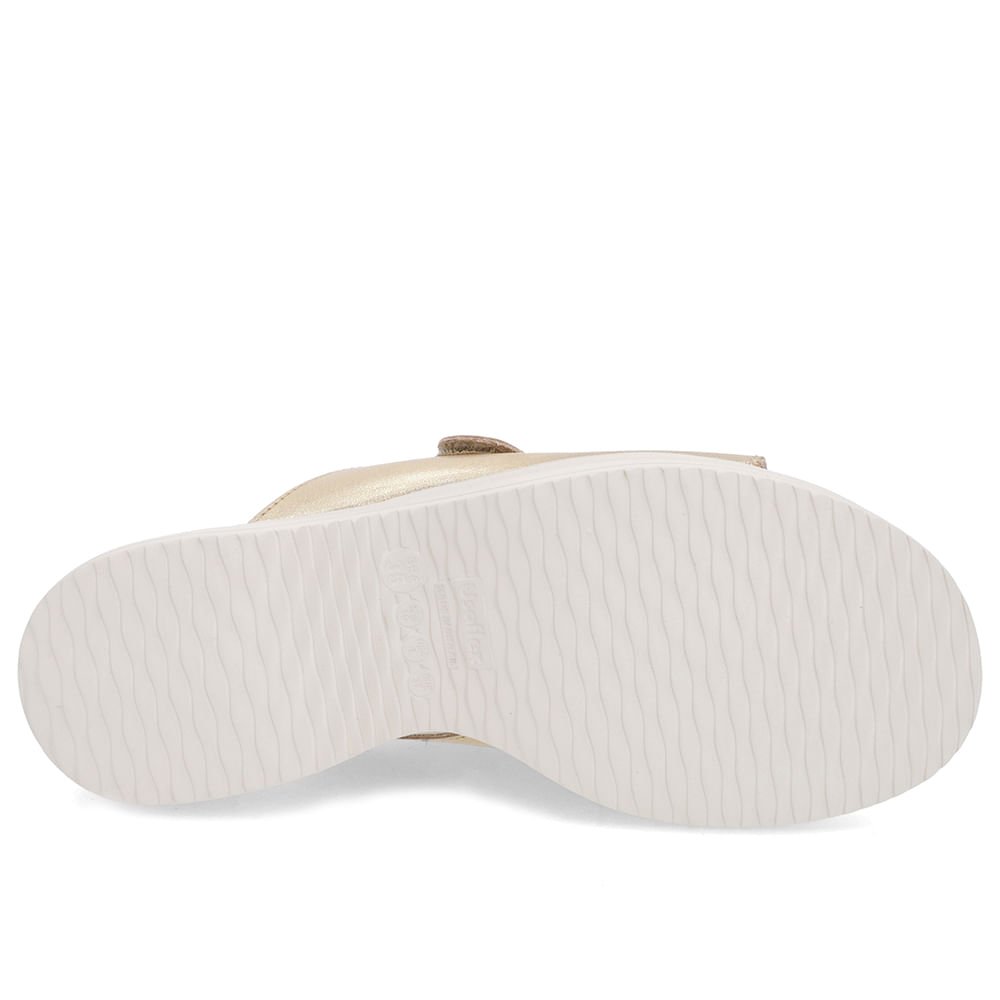 Tamanco Salto Plataforma Couro Dourado Fecho-Flex Dourado 5