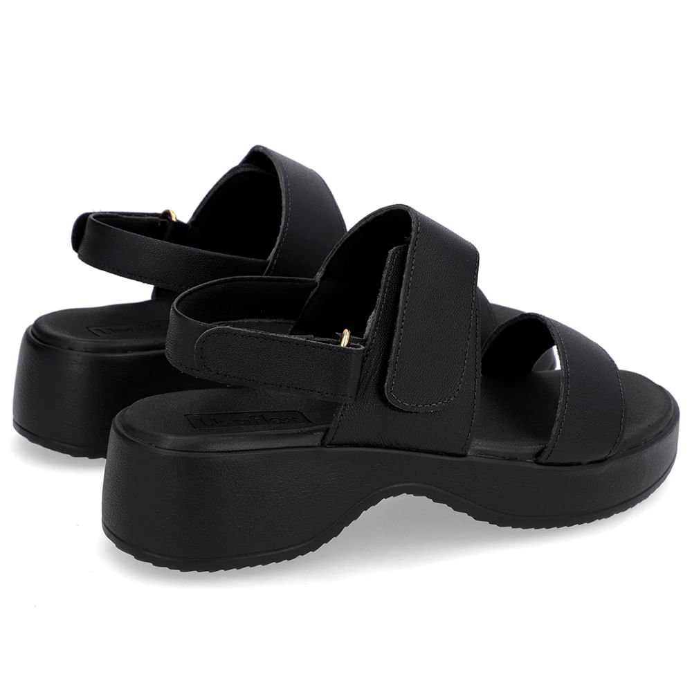 Sandália Salto Plataforma Couro Preta Preto 3