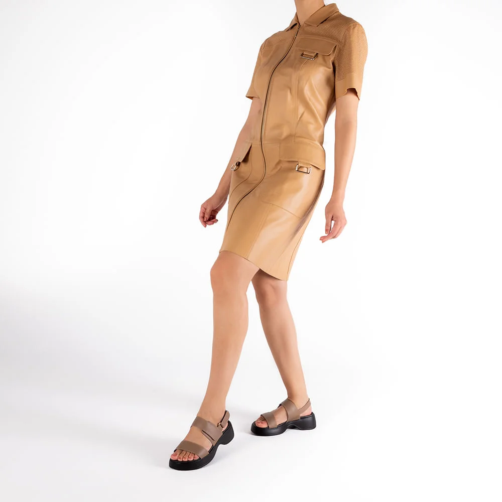 Sandália Salto Plataforma Couro Marrom Marrom 4