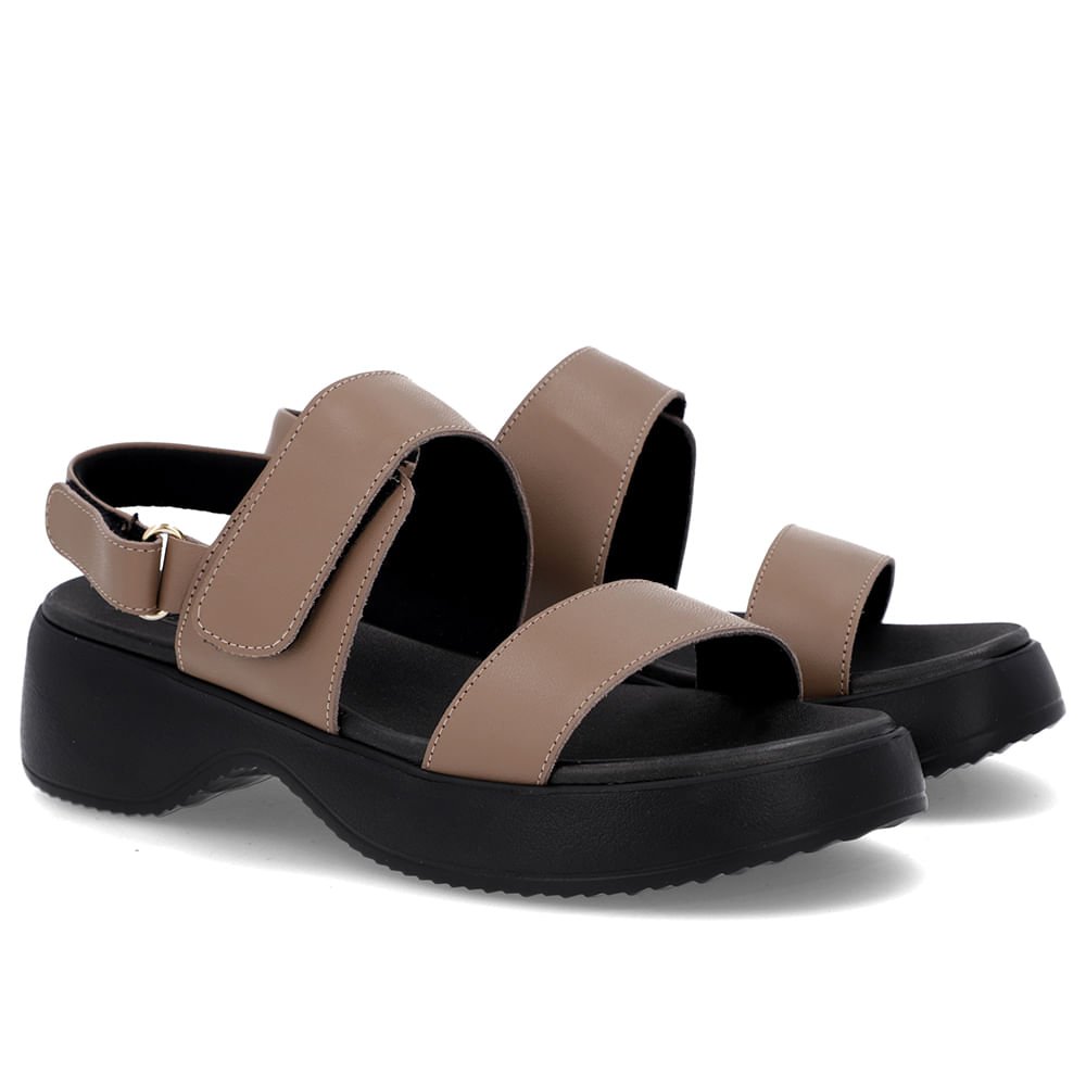 Sandália Salto Plataforma Couro Marrom Marrom 2