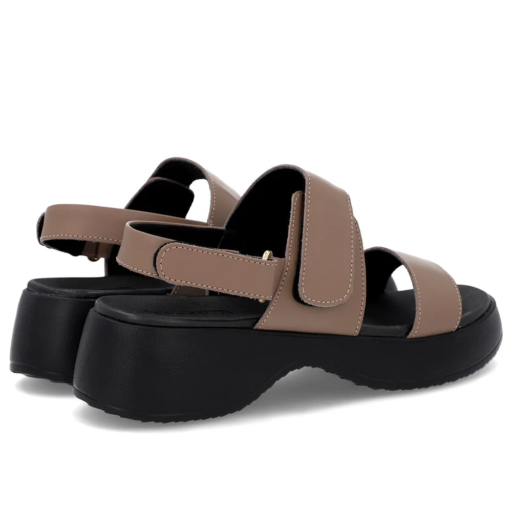 Sandália Salto Plataforma Couro Marrom Marrom 3