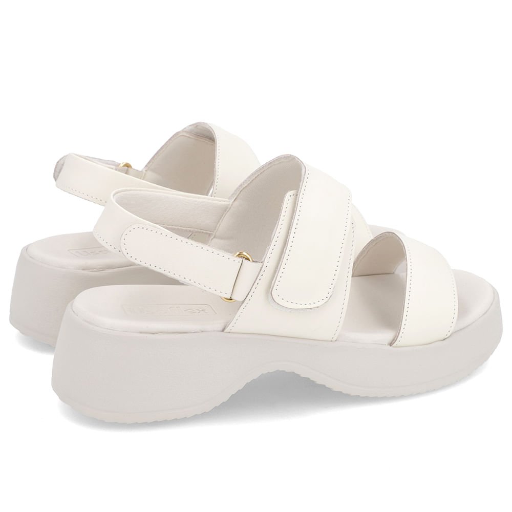 Sandália Salto Plataforma Couro Branca Marfim Branco 3