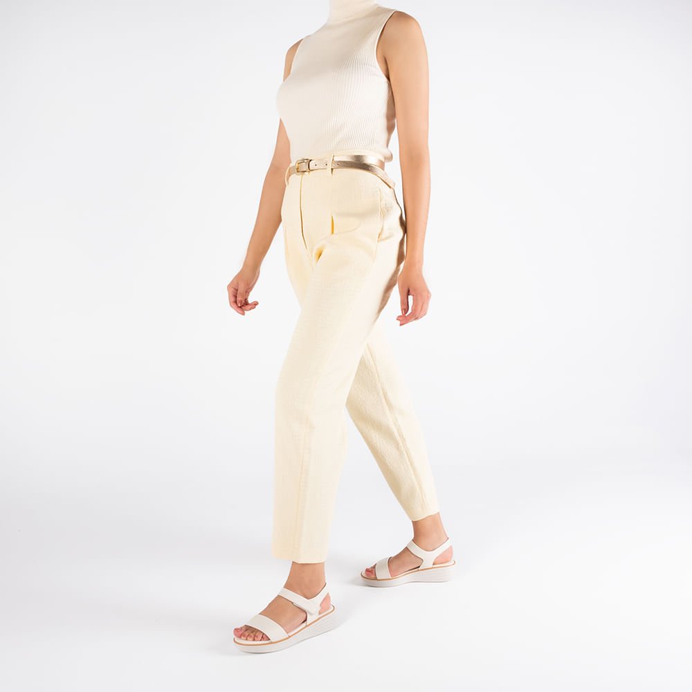 Sandália Salto Plataforma Couro Branca Marfim Branco 4