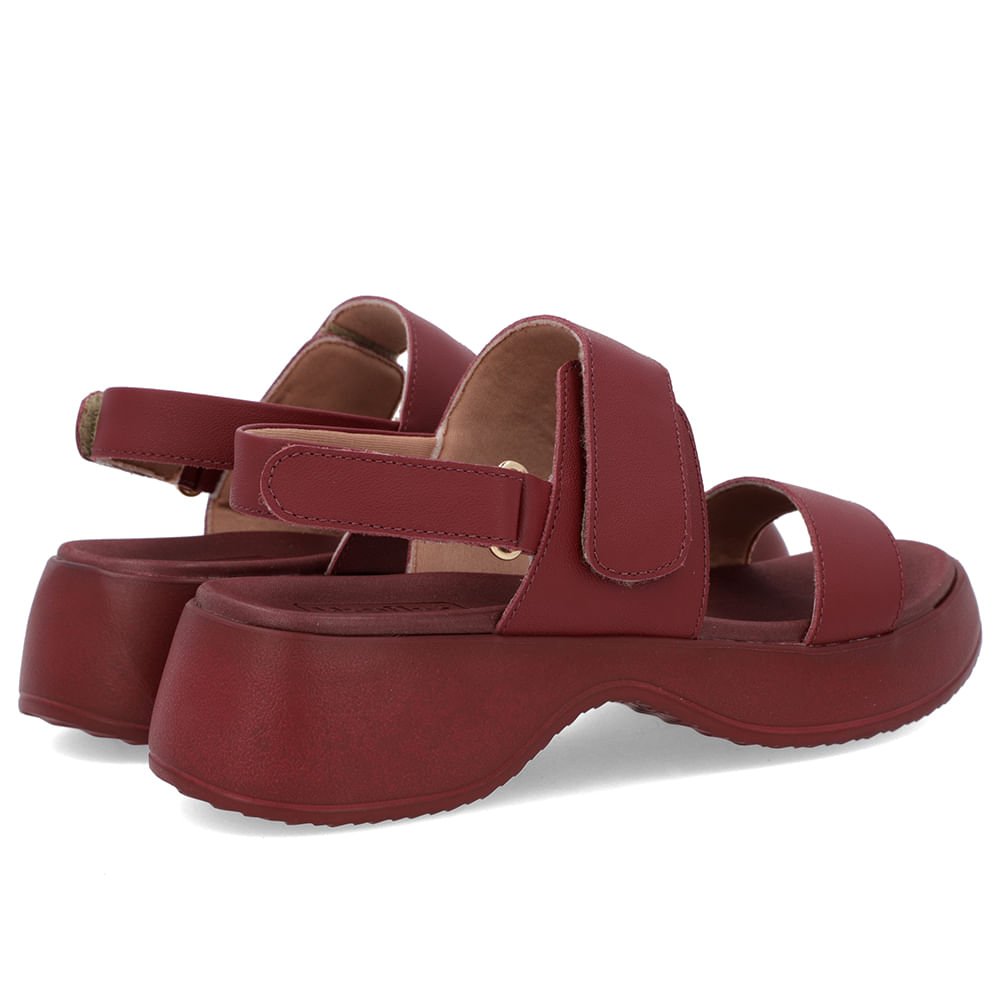 Sandália Salto Plataforma Couro Vermelha Vermelho 3