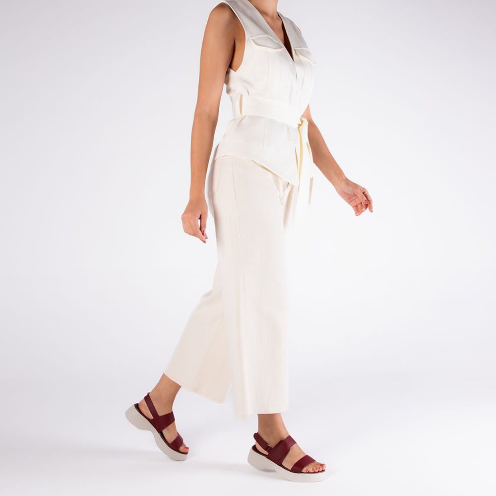 Sandália Salto Plataforma Couro Vermelha Vermelho 4