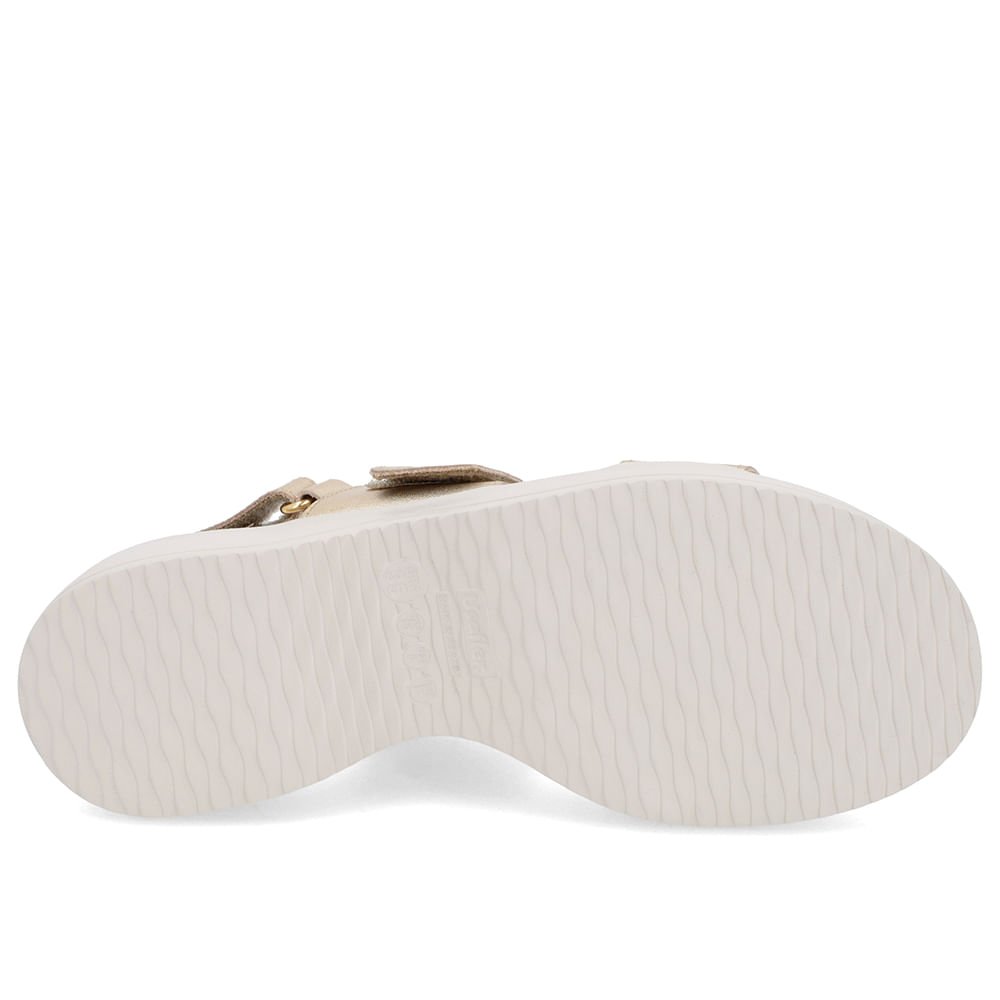 Sandália Salto Plataforma Couro Dourado Dourado 5