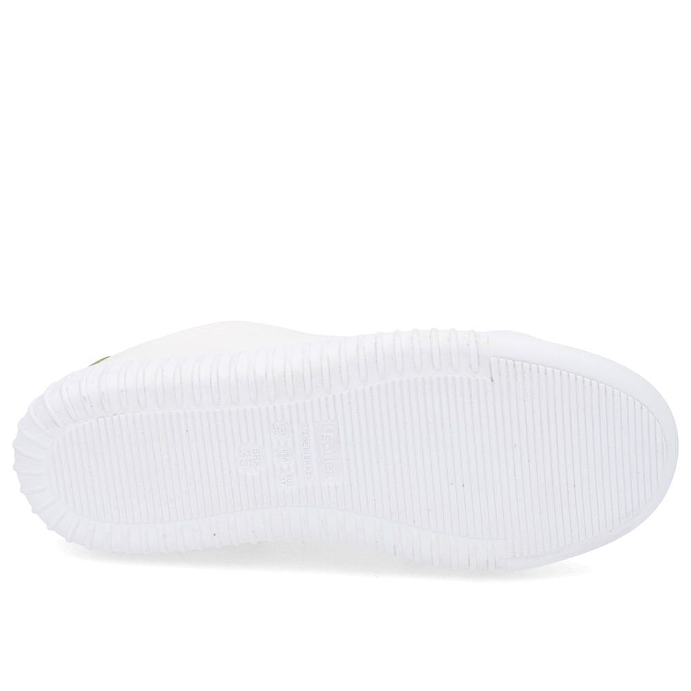 Tênis Casual Branco Couro Zíper Detalhe Verde Verde 5