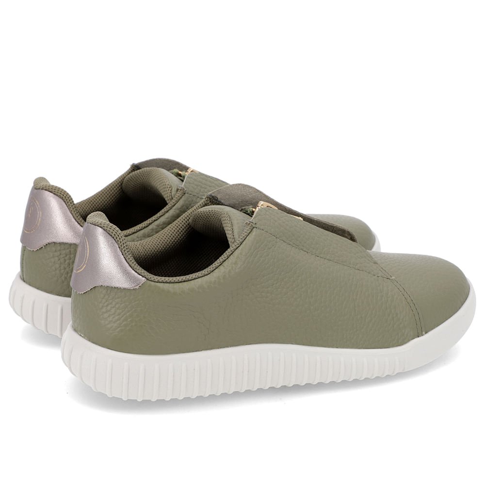 Tênis Casual Verde Couro Zíper Detalhe Aço Verde 3