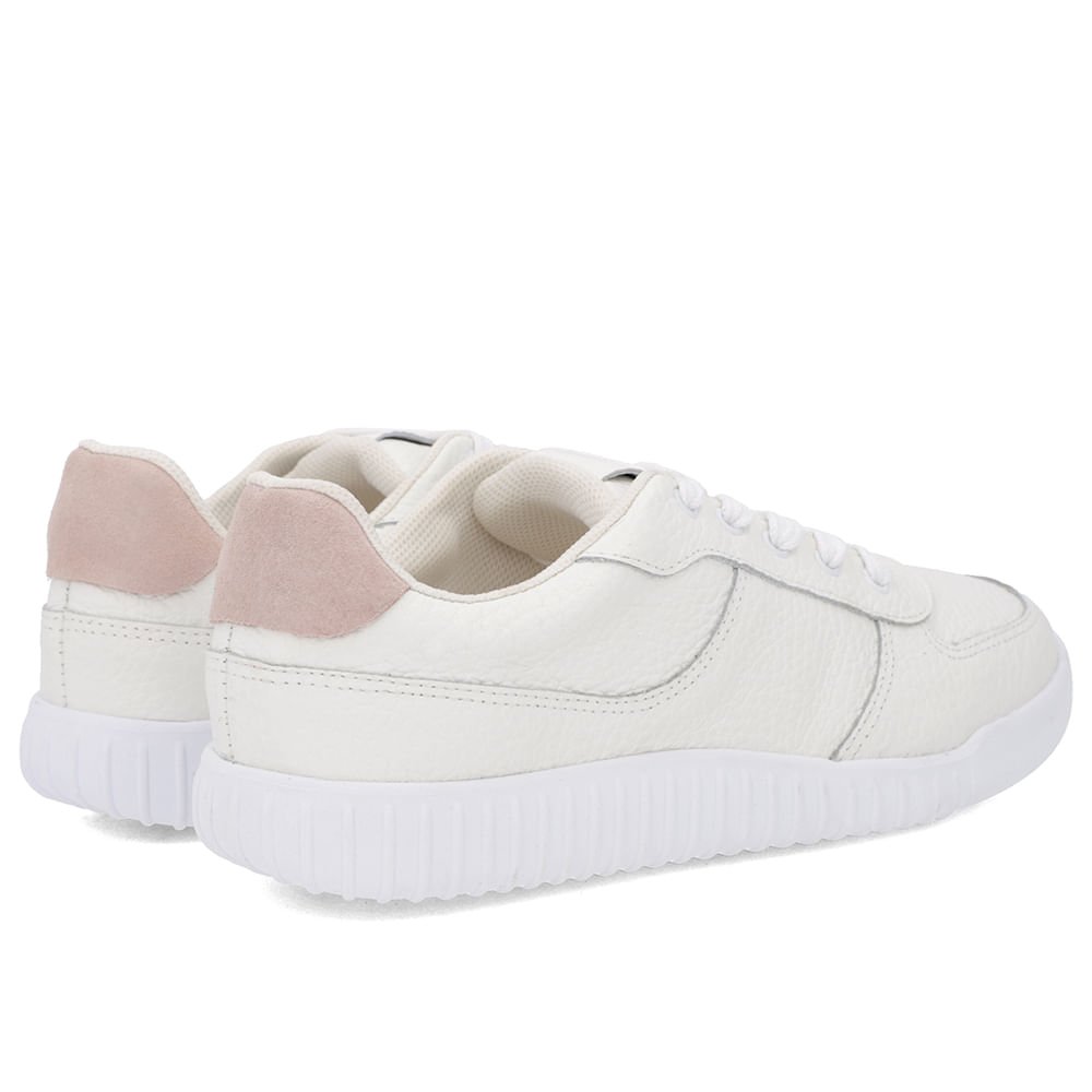 Tênis Casual Branco Couro Cadarço Branco 3