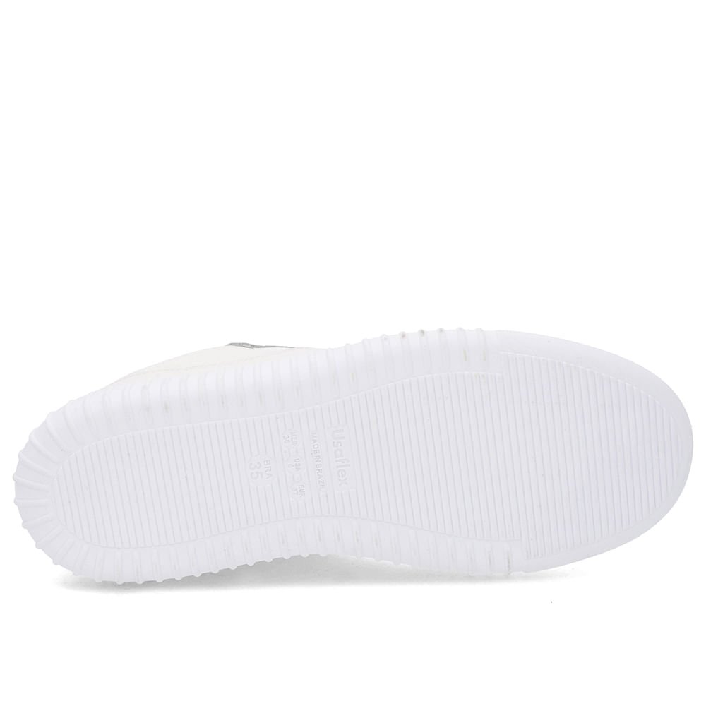 Tênis Casual Branco Couro Cadarço Branco 5